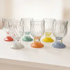 Taça de Vidro Colorida Retrô Vintage Sobremesa Sorvete Bebidas Taça Decorativa Kit Copo Elegante
