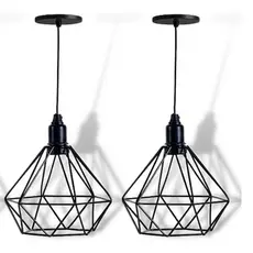 Kit 2 Pendente Diamante Piramide Industrial Luminaria Cabo Regulavel