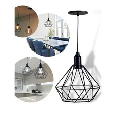 Pendente Lustre Luminária Aramado Diamante Preto