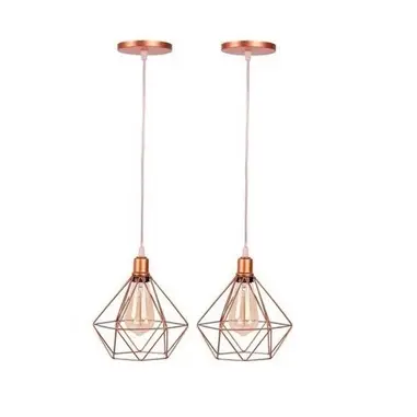 kit 2 Pendente Aramado Diamante Rose GOLD Cabo Cristal