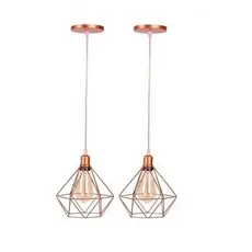 kit 2 Pendente Aramado Diamante Rose GOLD Cabo Cristal
