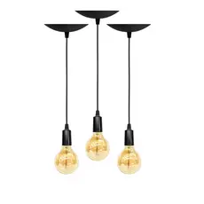 Kit 3 Pendente Lustre Luminária Retrô Fio Cabo Simples Vintage Industrial E27