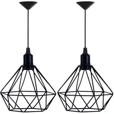 Kit 2 Pendente Lustre Luminária Aramado Diamante Preto