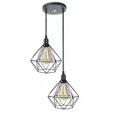 Pendente Aramado Diamante Luminária Base Dupla Teto Retrô Vintage Industrial
