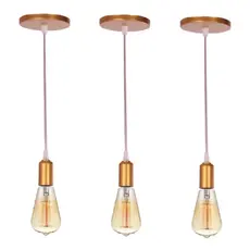 Kit 3 Pendente Lustre Luminária Retrô Fio Cabo Simples Rose Gold Industrial E27