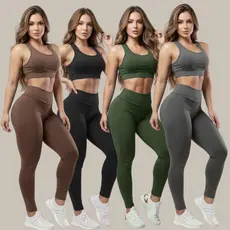 Kit 4 Conjuntos Calça E Top Roupas Feminina Academia Legging esporte suplex A01