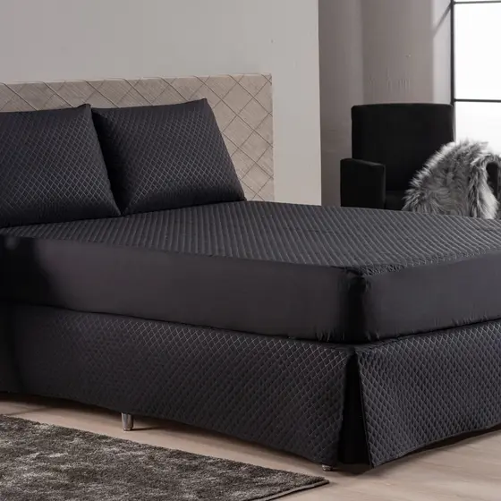 Kit Capa Protetor Impermeável Colchão com Saia Box e Porta Travesseiro 4 Peças: Casal Queen King