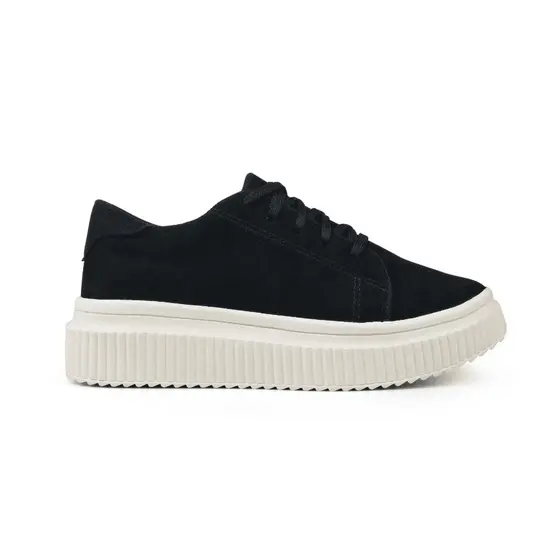 Tenis Camurça Preto Plataforma Sola Alta Moda Envio Imediato Feminino