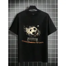 Camiseta Casual Infantil De Manga Curta Para Meninos Adequado Algodao Básica Estampa Personalizada De Bola