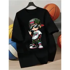 Camiseta Casual E Colorida Infantil Manga Curta E Simples Adequado Para Crianças algodão Estampa De Menino Estiloso