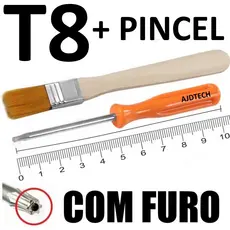 Kit Limpeza Chave Torx T8 Com Furo + Pincel para abrir videogame e controle PS3 PS4 PS5 X360 Xone