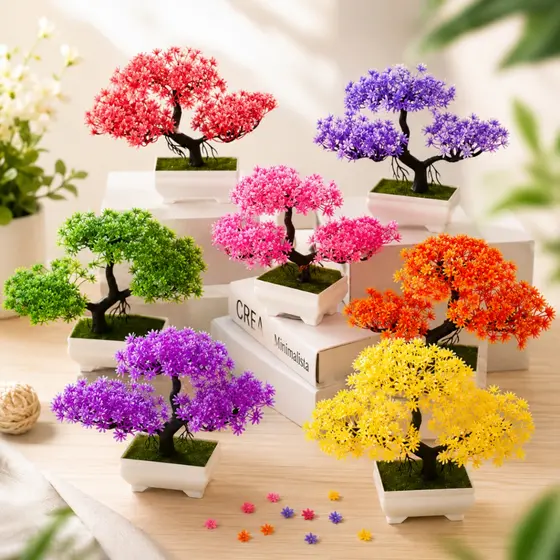 Bonsai Planta Artificial Pinho Decoração Realista Enfeite Mini árvore
