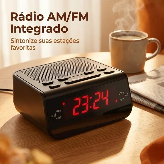 Relogio Despertador Digital Elétrico De Mesa Rádio Am/fm 671