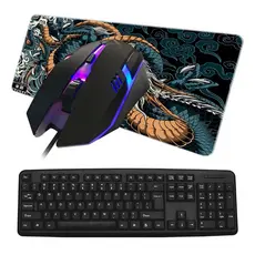 Kit 3x1 Mouse Pad Gigante Teclado Mouse Gamer USB
