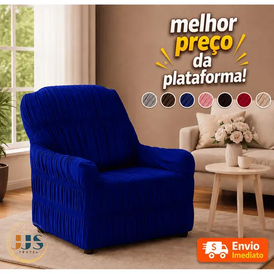 CAPA PARA SOFÁ/POLTRONA DO PAPAI DE 1 LUGAR ELASTICADA EM MALHA/HELANCA 100% POLIÉSTER