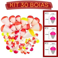 Boia de Pesca Isopor 30un Kit Pescaria Nº1 + Nº2 + Nº3 Boias Lambari Pesqueiro Tilápia Pescar Piau