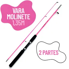 Vara de Pesca para Molinete 1,35m 2 Partes Rosa Pink Ottoni Pescaria Mulher Feminino Caniço Pescar