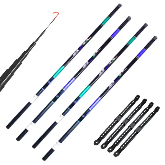 4 Varas Telescópicas 2,40m + 2,70m + 3,00m Kit de Pesca Completo Barato Pesqueiro Tilapia Lambari