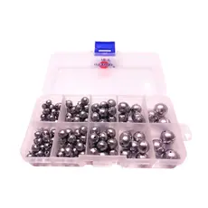 Kit Chumbada Bola Pesca com Estojo Organizador Caixa Multiuso Pescaria Chumbadas Redondas Pesqueiro