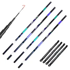Kit Pesca 4 Varas Telescópica 1,80m + 2,40m + 2,70m Fibra Vidro Carbono Pescaria Tilapia Lambari