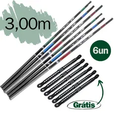 Kit 6 Varas Telescópica 3,00m Pesca Completo Vara de Mão Lisa Barato Pescaria Caniço Lambari Tilapia