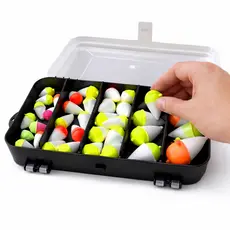 Kit Boias Pesca Completo | 40 Boia Isopor | Caixa Estojo Box Organizador | Lambari Tilápia Pesqueiro