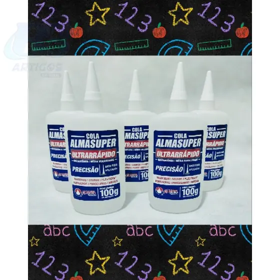 Kit 5 Unidades Cola Instantânea Almasuper Ultra Rapido 100g.