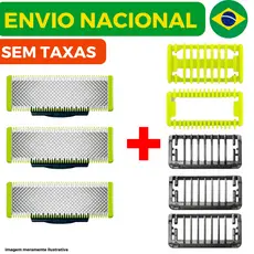 Lâminas Refil + Pente Para Barbeador Philips OneBlade e One Blade Pro