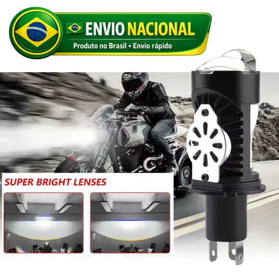 Lâmpada LED H4 8000LM Farol Alto e Baixo Super Branca Automotiva Moto 12V Carro e Moto