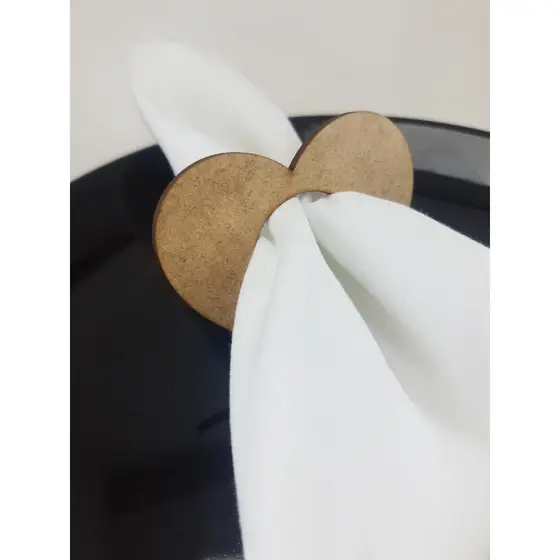 20 Uni. Porta Guardanapo MDF Mesa Posta Coração Vazado em madeira Noivado Casamento