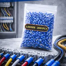 Kit 200 Terminal Ilhós Tubular 1,0mm² Azul Cabo Elétrico