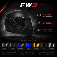 Viseira Capacete Fw3  Fechado Antirrisco Espelhada Premium