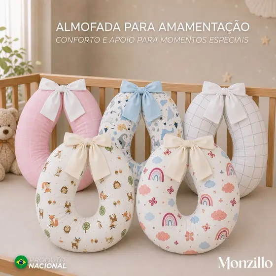 Almofada de Amamentação Com Laço Algodão Com Zíper