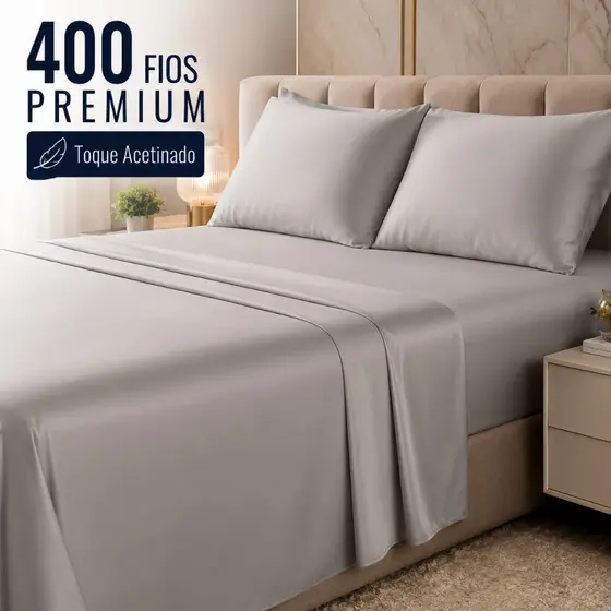 Jogo De Lençol 400 Fios Micropercal Toque Acetinado Sem Elástico Macio Premium