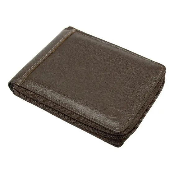 Carteira Masculina Couro Legitimo Ziper Duas Divisão