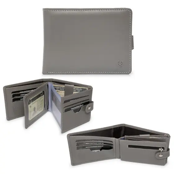 Carteira Masculina Kartmen Couro Premium Legítimo + Chaveiro Caixa Presente Premium