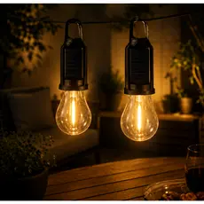 Kit 2 Lampada Led Inteligente Resistente A Água Luz Solar Portátil Camping Pesca Com Gancho
