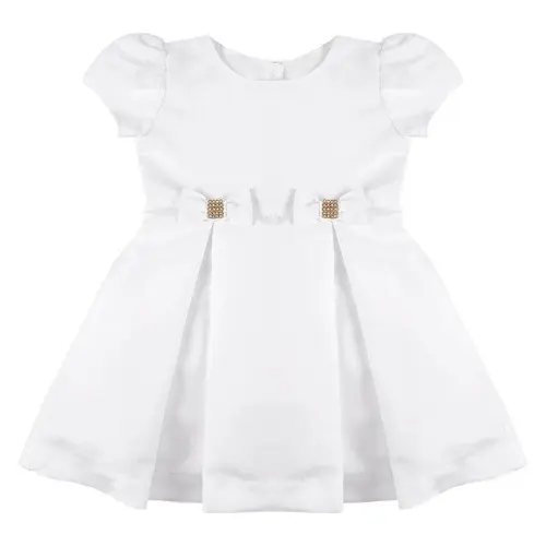 Vestido Infantil Batizado Branco Com Laço Na Frente