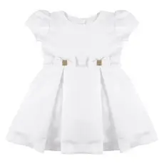 Vestido Infantil Batizado Branco Com Laço Na Frente