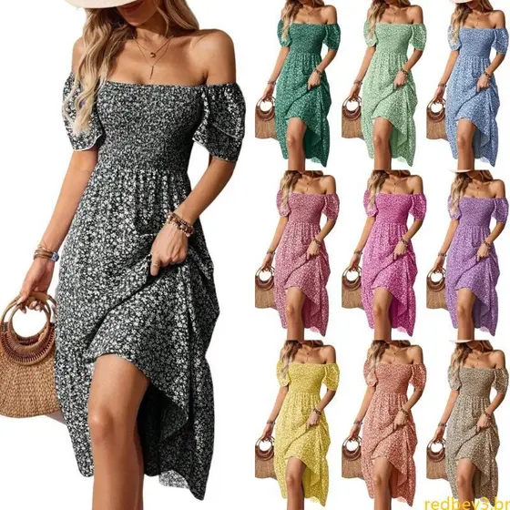 Vestido Maxi Casual Feminino Vermelho, Quadrada, Curta, Evasê Camadas