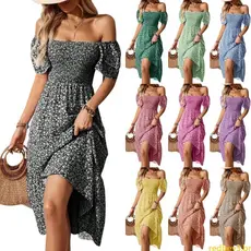Vestido Maxi Casual Feminino Vermelho, Quadrada, Curta, Evasê Camadas