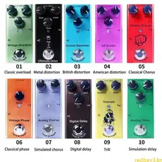 Red Overdrive Effector 9V Pequeno Pedal Guitarra Acessórios Para Instrumentos Musicais