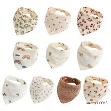Babete Floral Para Bebê Menino Menina Lenço Gaze Neutro Mordedor Babador