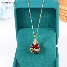 [MAR] Colar Sagrado Moderno De Jesus Red Zircon Coração Pingente Gargantilha Cruzada Para Mulheres Joias Presentes De Festa COD