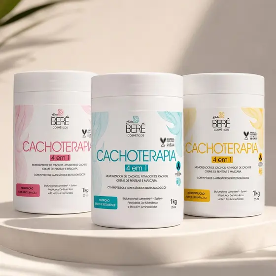 Cachoterapia Bela Berê 4 em 1 Profissional Definição dos Cachos Tratamento Reconstrução e Zero Frizz