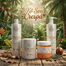 Kit Sou Crespa Bela Berê para Cabelos Crespos e Cacheados Hidratação Nutrição Definição dos Cachos e Controle do Frizz
