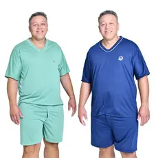 Kit 2 Pijamas Masculino Plus Size Manga Curta e Short Confortável