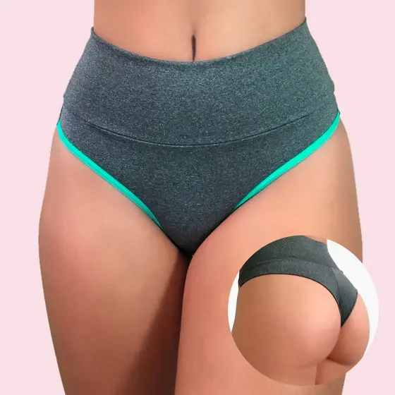 Kit 12 Calcinhas Fitness Modeladoras com Cós Alto e Fio Dental Duplo - VIÉRE