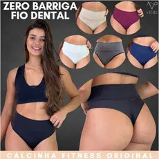 Kit Até 10 Calcinha Zero Barriga Cos Cinta Modeladora Fio Duplo Cintura Alta Forro Algodão Cores Sortidas