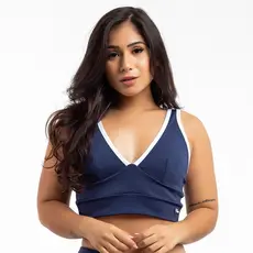 Top Femino Academia Fitness Decote V Zero Transparência e Cós Duplo - Viére